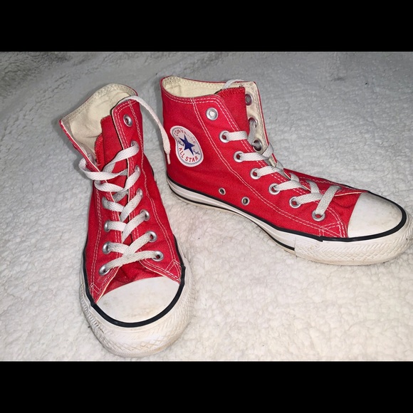 Red High-Top Converse - Picture 1 of 4